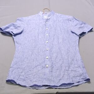 Knot Standard Mens‎ Casual Purple Button Down Shirt Short Sleeve Linen Size M?